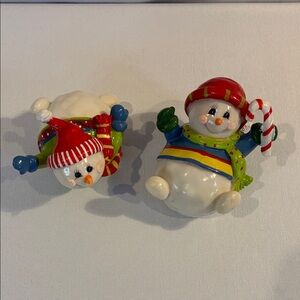 Vintage retro inspired set of playful snowmen Christmas holidays collectible